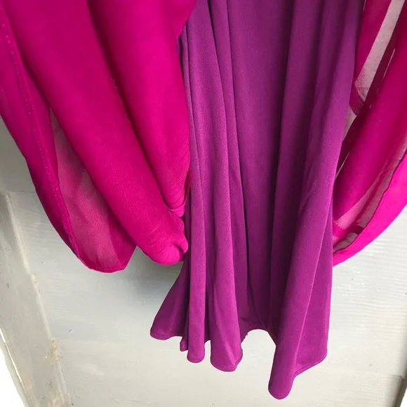 Xscape Elegant Evening Gown Plum Color Size 4  Dress with Gold Embellishment. - Picture 10 of 11